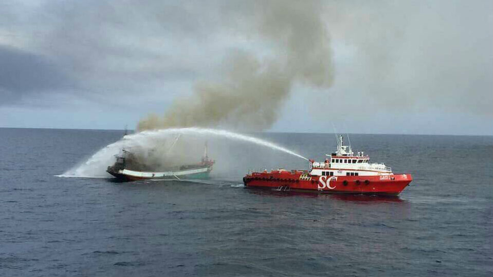 Seven Rescued from Fishing Boat Fire